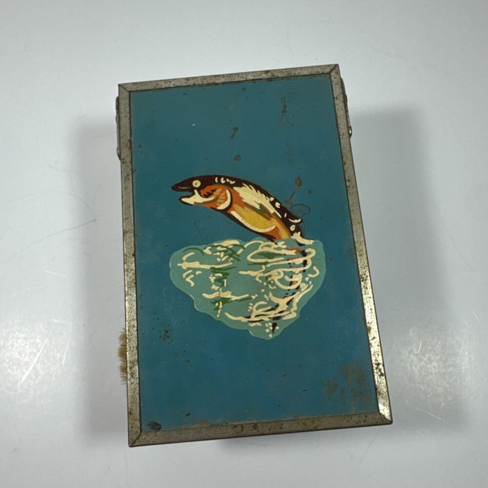 Vintage Travel Shaving Kit With Fish Motif